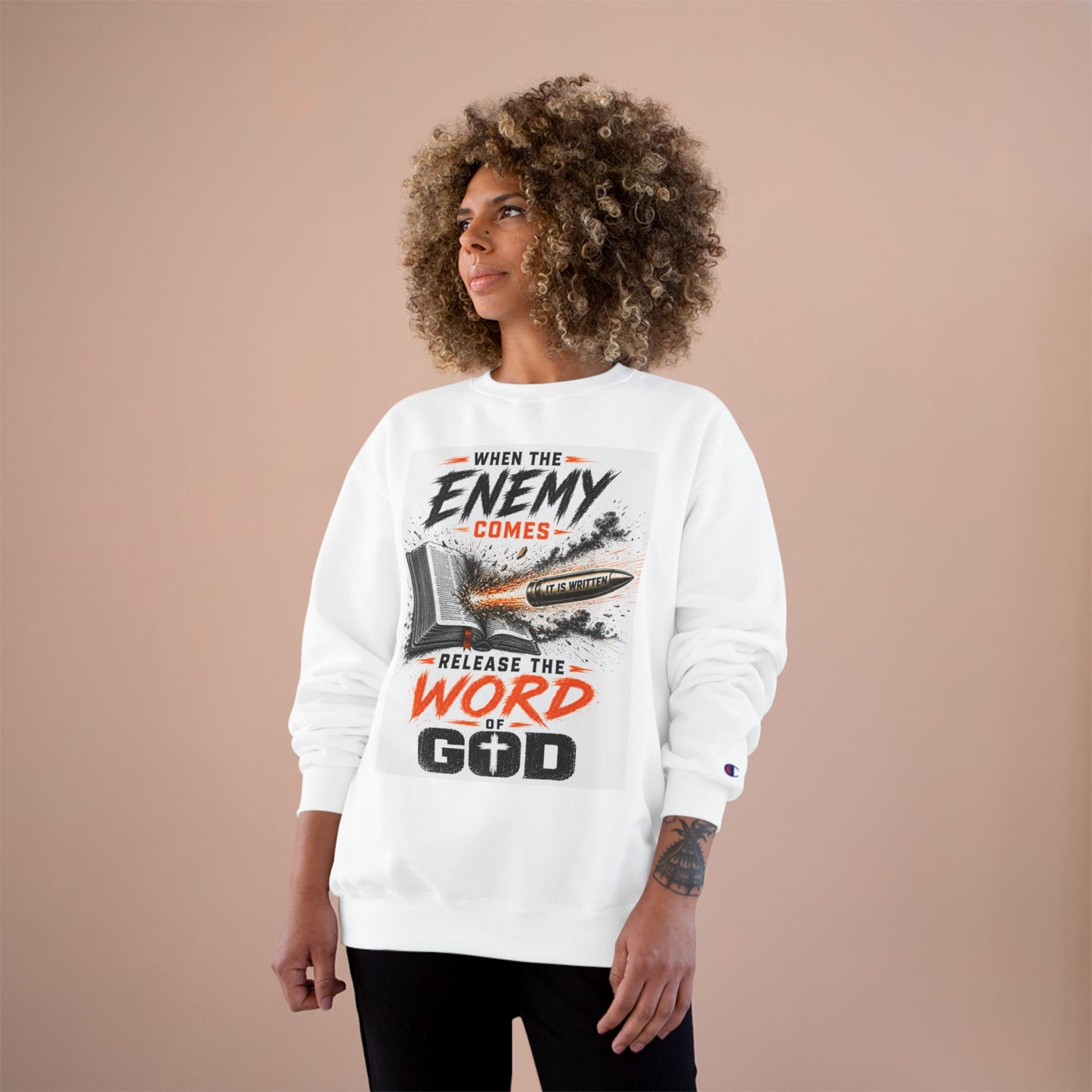Christian Sweatshirt - "When the Enemy Comes Release the Word of God" Crewneck
