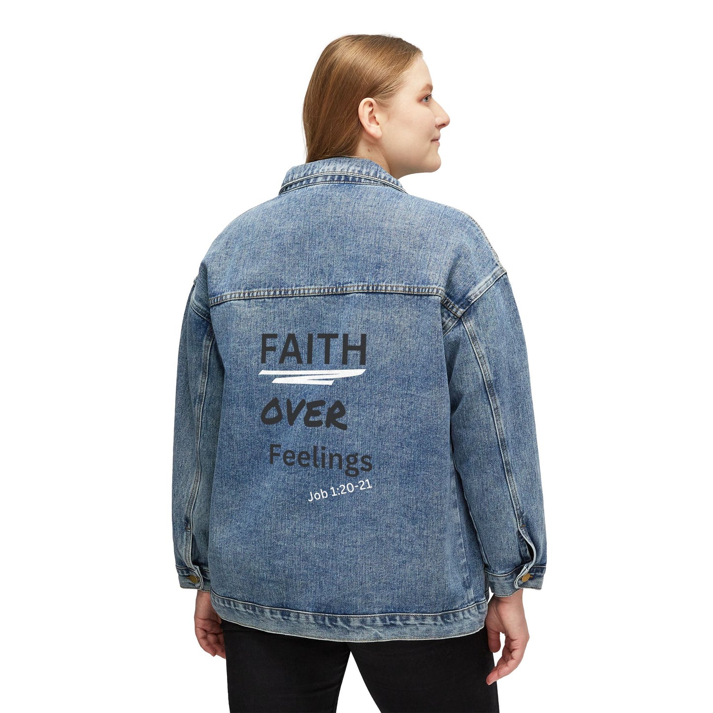 Faith Over Feelings Denim Jacket