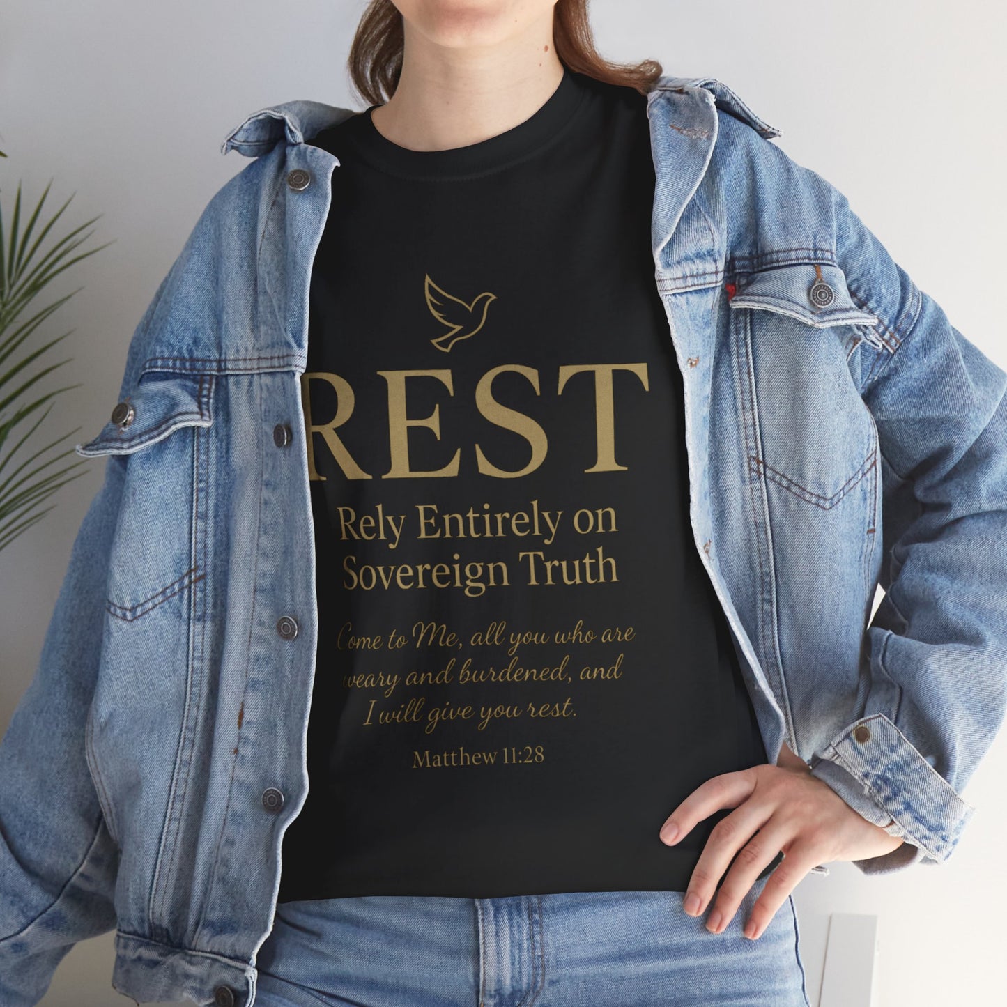 Rest Inspirational Unisex Heavy Cotton Tee, Motivational T-Shirt, Faith-Based Apparel, Christian Gift, Casual Wear, Summer Style