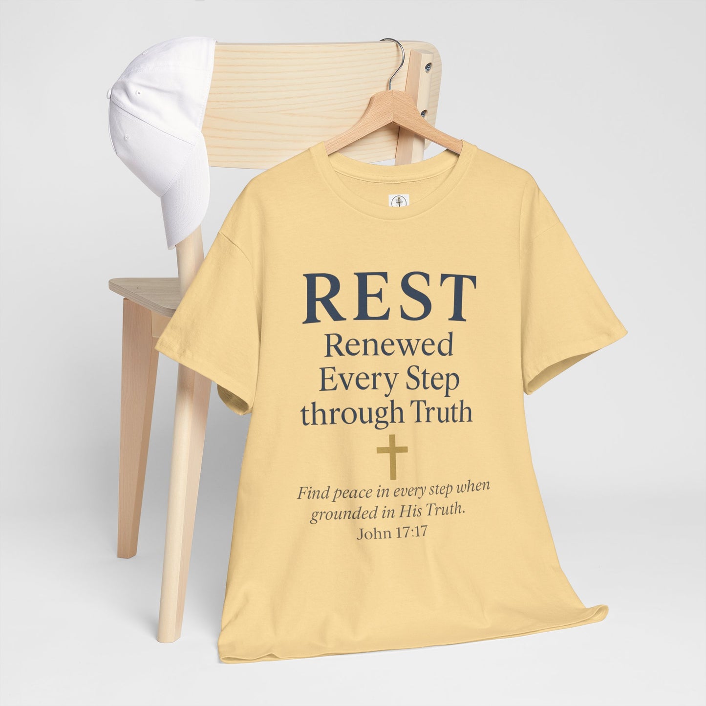 Faith-Based Comfort Tee - REST Renewed Every Step through Truth, Inspirational Gift, Relaxation Shirt, Casual Wear, Spiritual Apparel