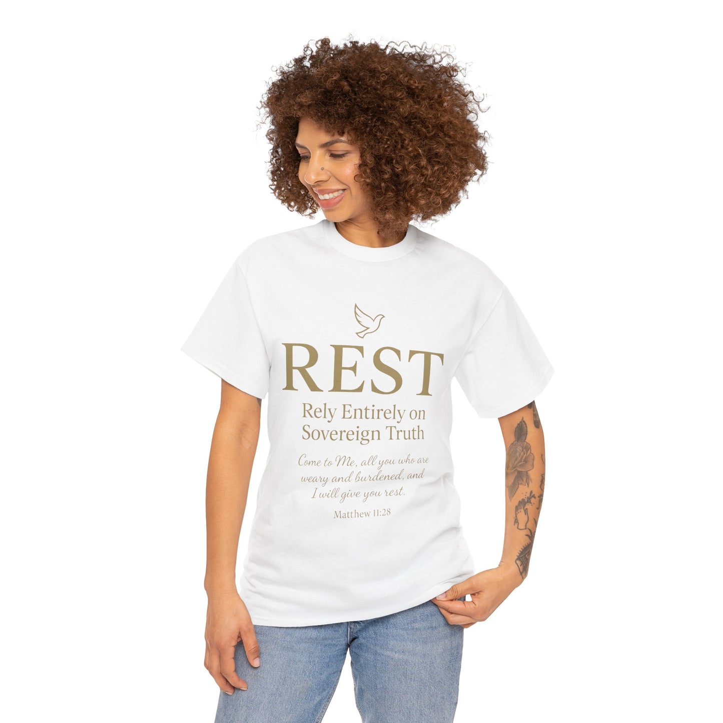 Rest Inspirational Unisex Heavy Cotton Tee, Motivational T-Shirt, Faith-Based Apparel, Christian Gift, Casual Wear, Summer Style
