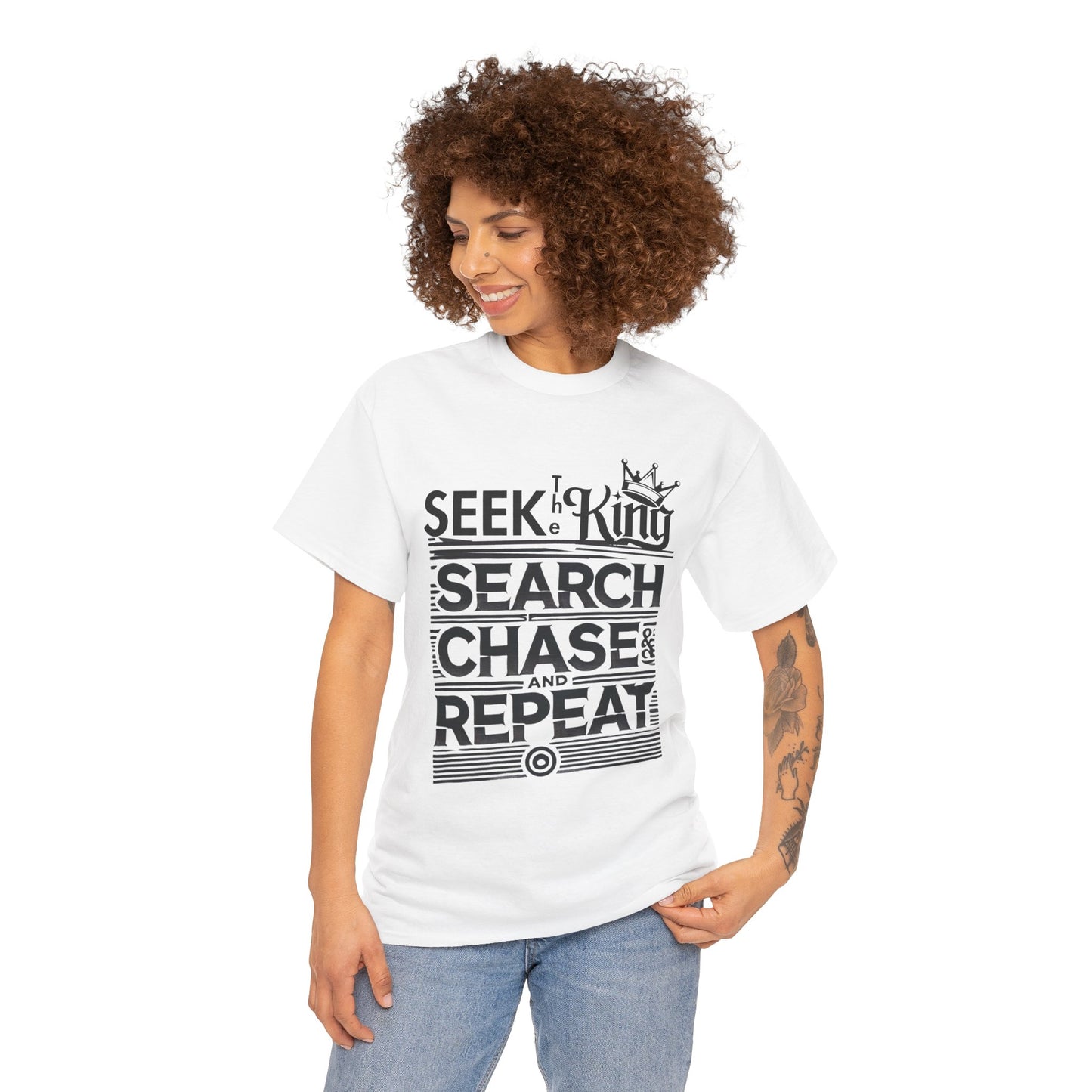 Unisex Heavy Cotton Tee - 'Seek the King' Graphic Tee for Ambitious Souls