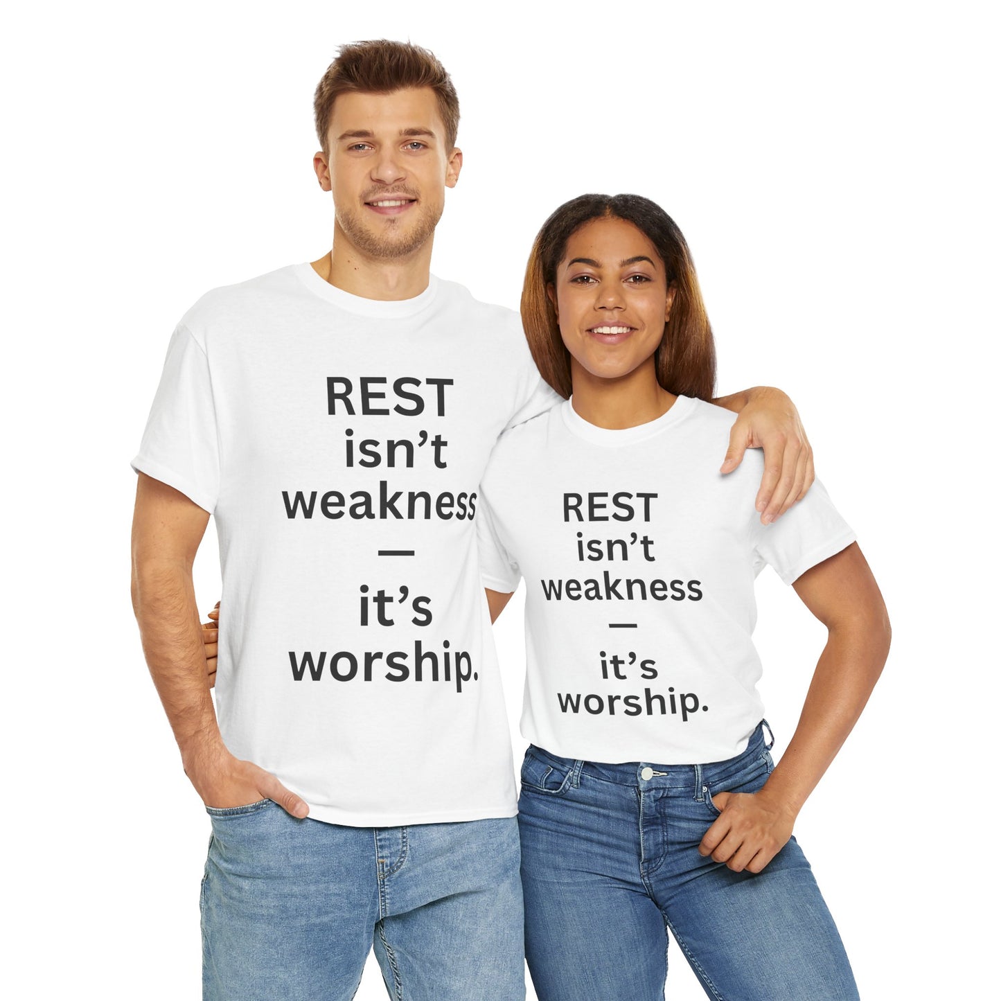 Rest Is Worship Unisex Heavy Cotton Tee, Inspirational T-Shirt, Faith-Based Apparel, Christian Gift, Casual Wear, Scripture Shirt