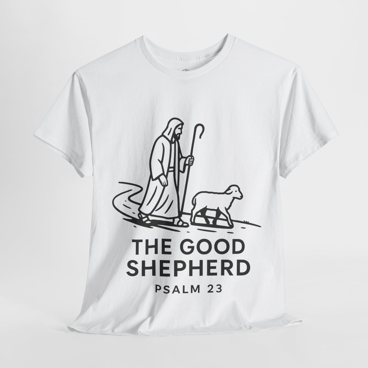 The Good Shepherd Unisex Heavy Cotton Tee - Psalm 23 Christian Graphic T-Shirt