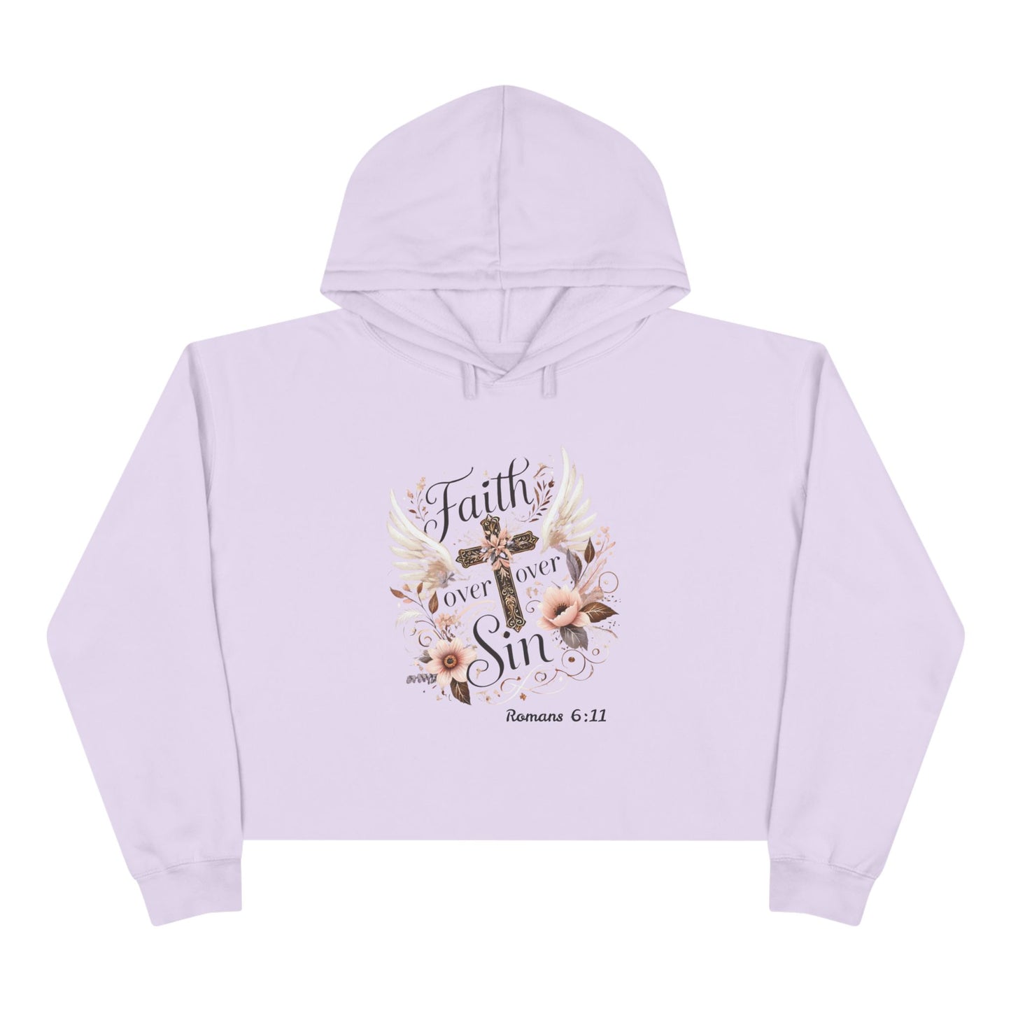 Faith Over Sin Crop Hoodie - Inspirational Christian Apparel