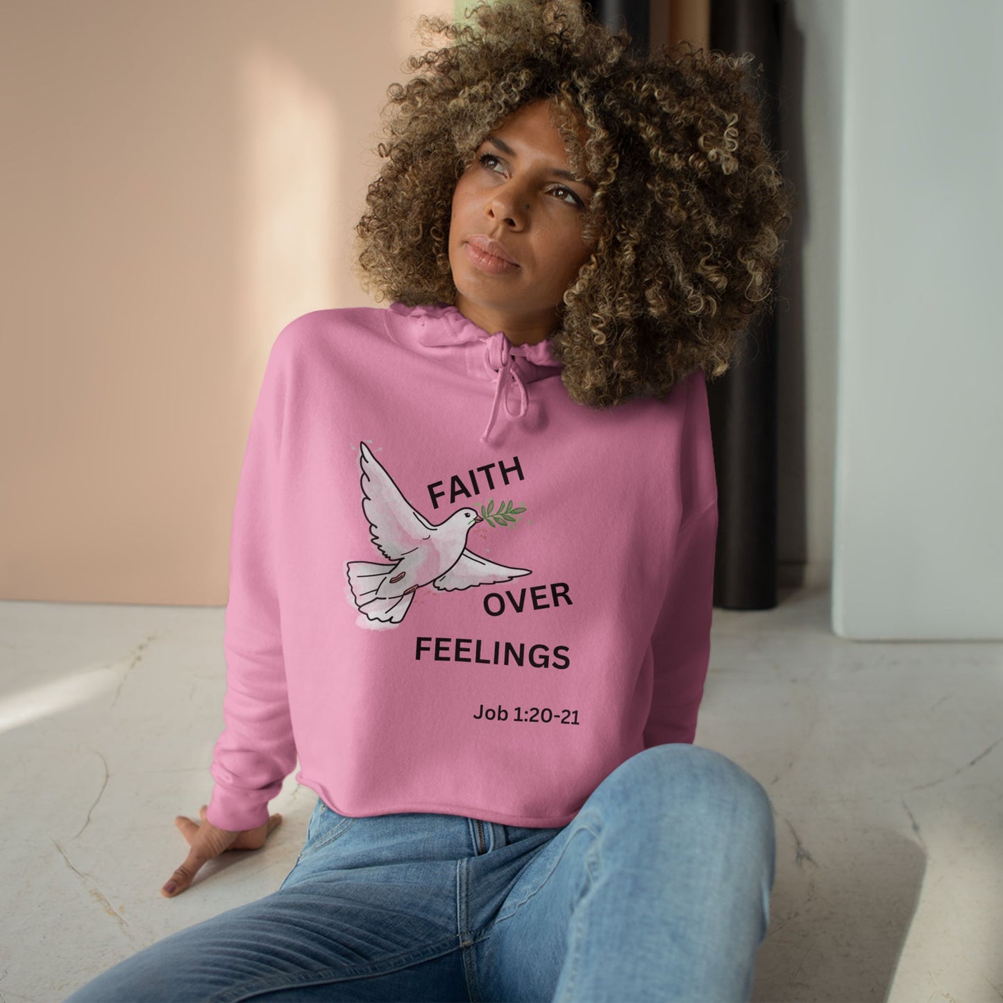 Faith Over Feelings Crop Hoodie - Inspirational Apparel for Everyday Comfort