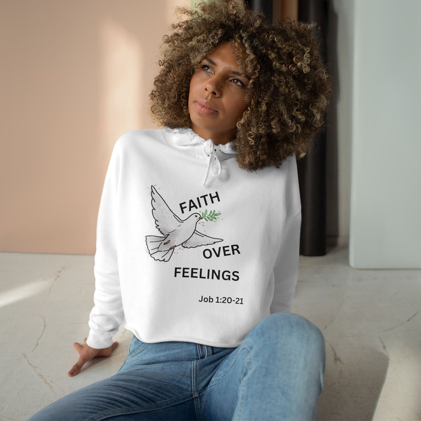 Faith Over Feelings Crop Hoodie - Inspirational Apparel for Everyday Comfort