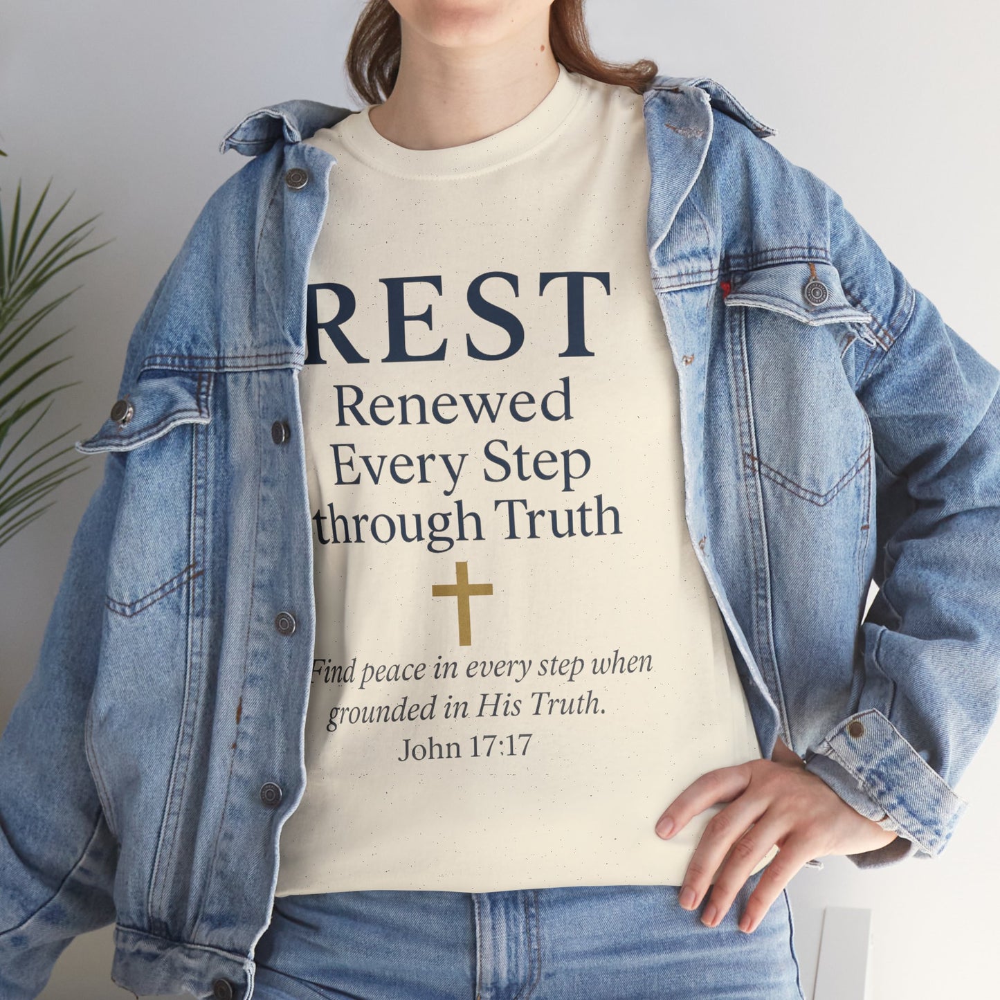 Faith-Based Comfort Tee - REST Renewed Every Step through Truth, Inspirational Gift, Relaxation Shirt, Casual Wear, Spiritual Apparel