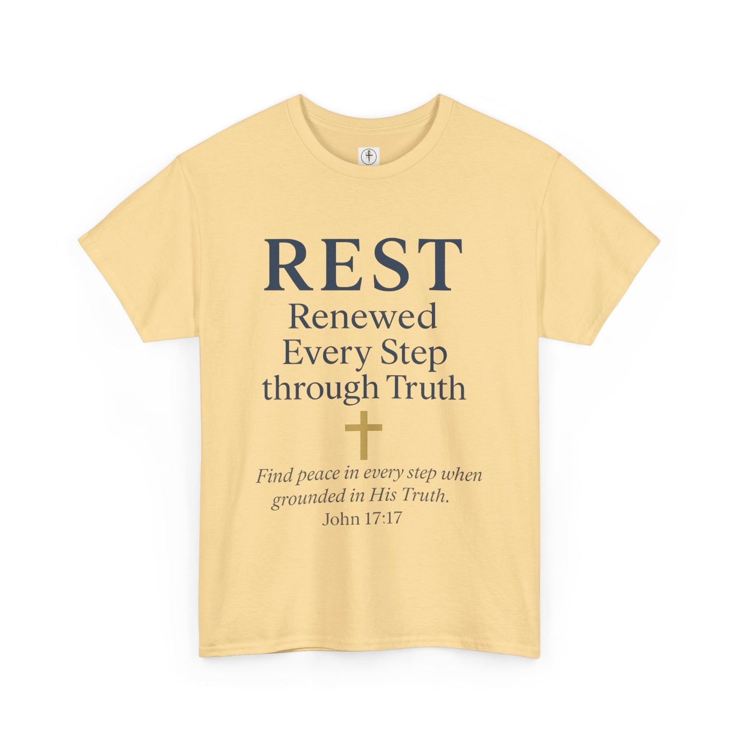 Faith-Based Comfort Tee - REST Renewed Every Step through Truth, Inspirational Gift, Relaxation Shirt, Casual Wear, Spiritual Apparel