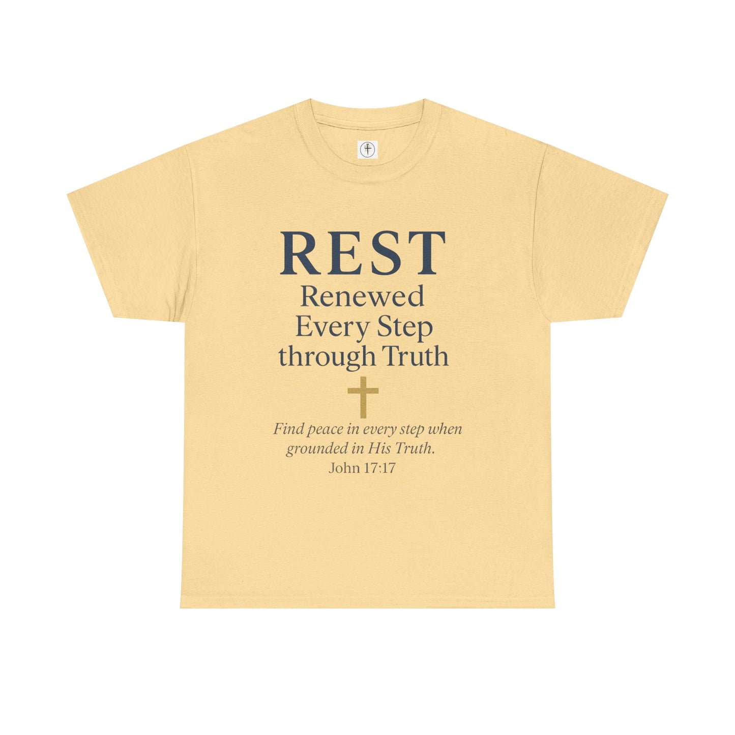 Faith-Based Comfort Tee - REST Renewed Every Step through Truth, Inspirational Gift, Relaxation Shirt, Casual Wear, Spiritual Apparel
