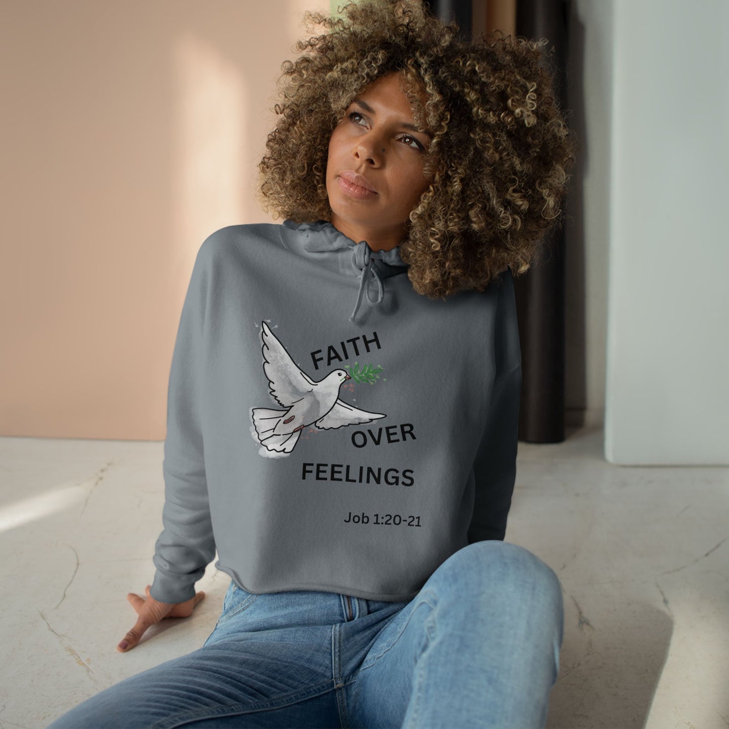 Faith Over Feelings Crop Hoodie - Inspirational Apparel for Everyday Comfort