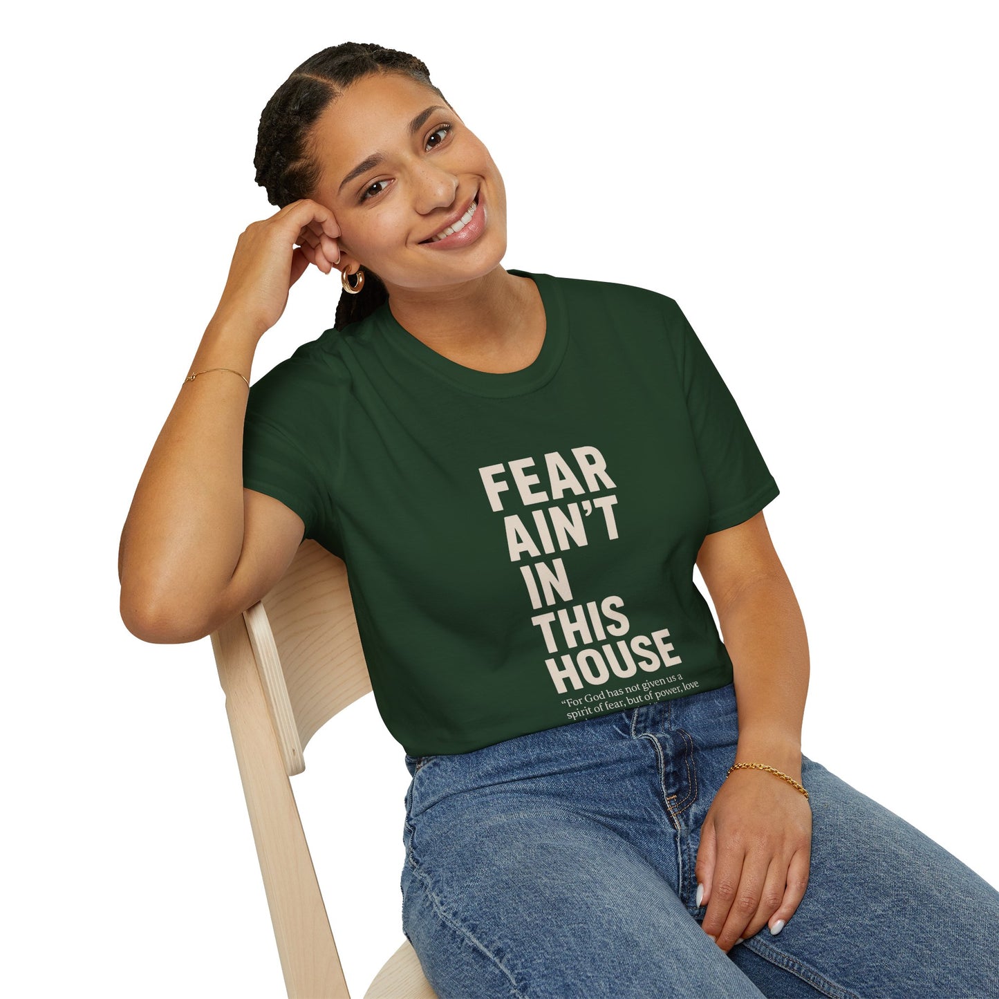 Fear Ain't in This House Unisex Softstyle T-Shirt, Motivational Tee, Gift for Friends, Inspirational Apparel