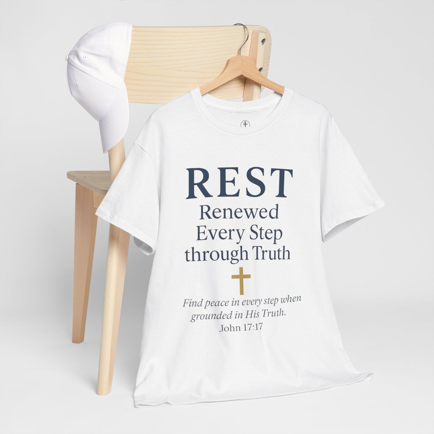 Faith-Based Comfort Tee - REST Renewed Every Step through Truth, Inspirational Gift, Relaxation Shirt, Casual Wear, Spiritual Apparel