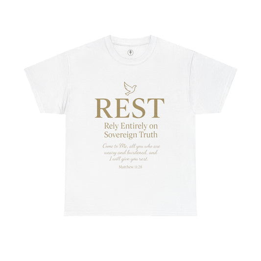 Rest Inspirational Unisex Heavy Cotton Tee, Motivational T-Shirt, Faith-Based Apparel, Christian Gift, Casual Wear, Summer Style