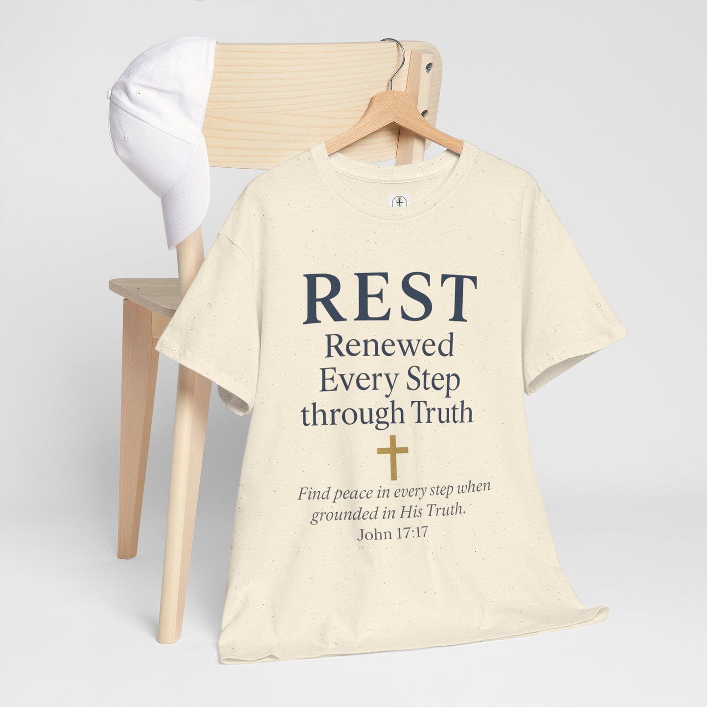 Faith-Based Comfort Tee - REST Renewed Every Step through Truth, Inspirational Gift, Relaxation Shirt, Casual Wear, Spiritual Apparel