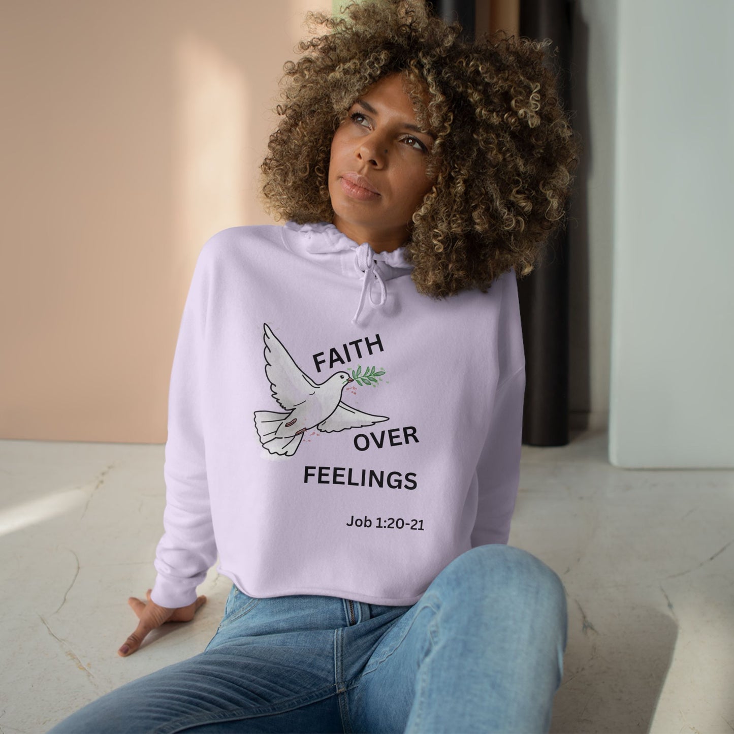Faith Over Feelings Crop Hoodie - Inspirational Apparel for Everyday Comfort