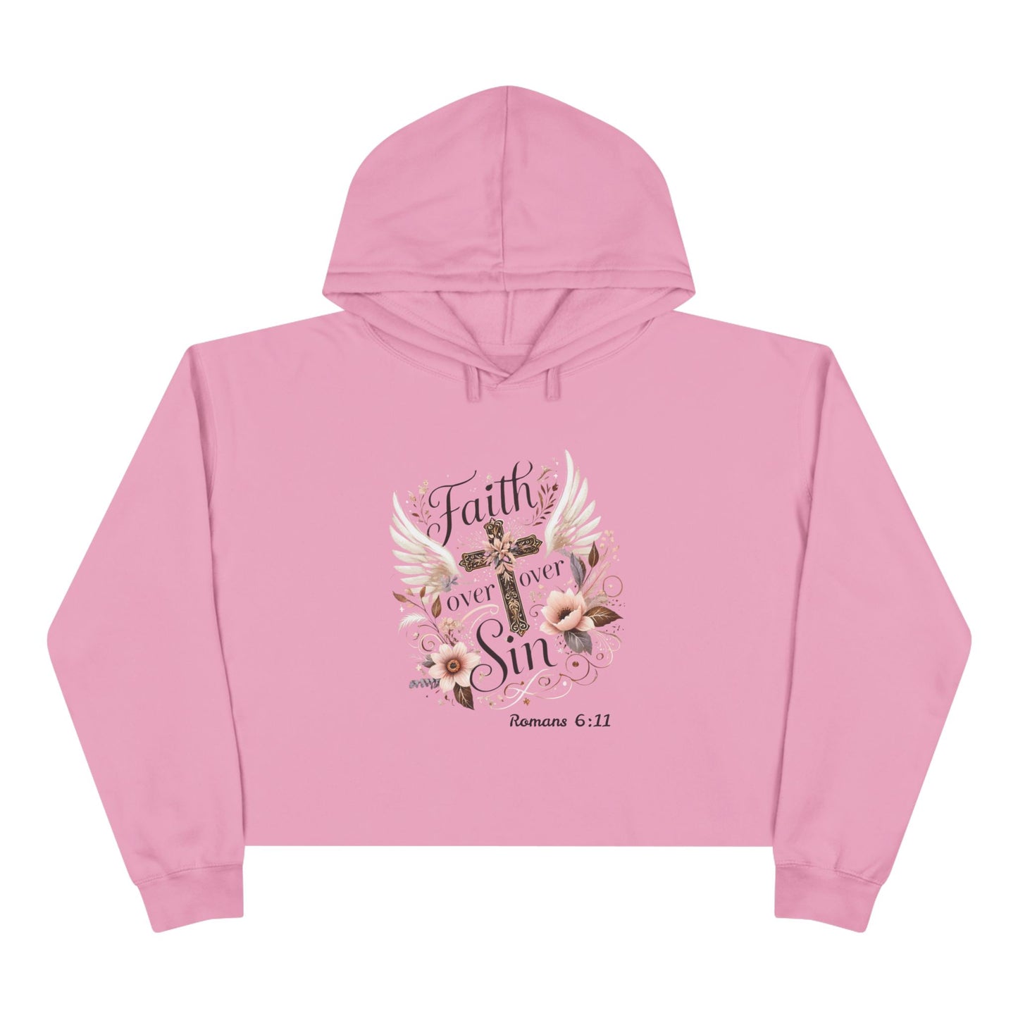 Faith Over Sin Crop Hoodie - Inspirational Christian Apparel
