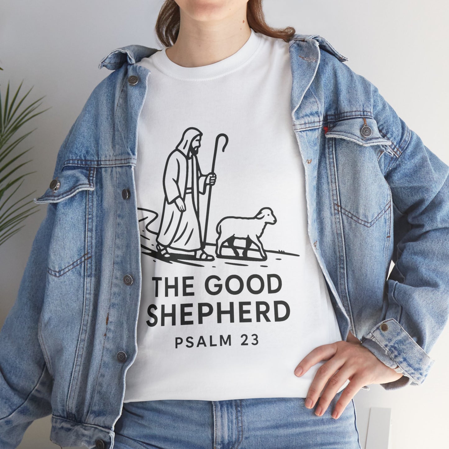 The Good Shepherd Unisex Heavy Cotton Tee - Psalm 23 Christian Graphic T-Shirt