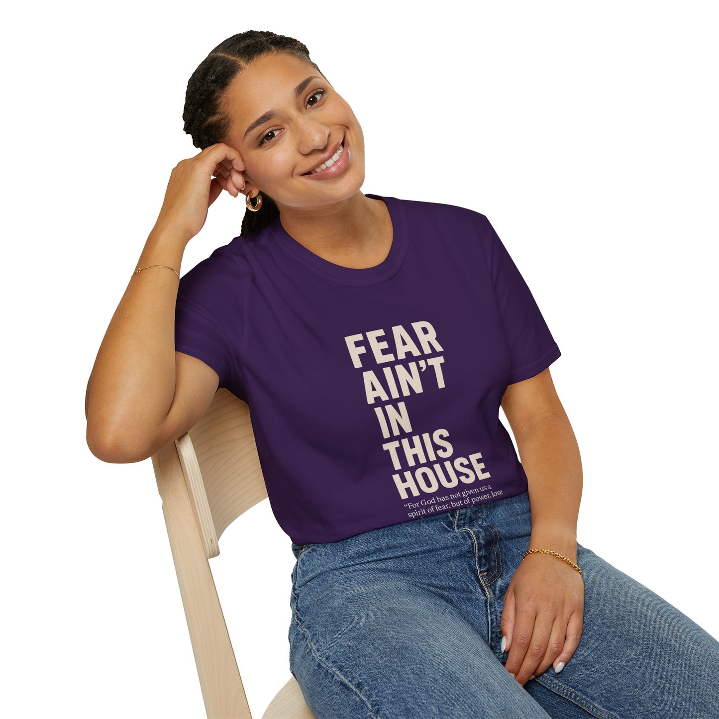 Fear Ain't in This House Unisex Softstyle T-Shirt, Motivational Tee, Gift for Friends, Inspirational Apparel