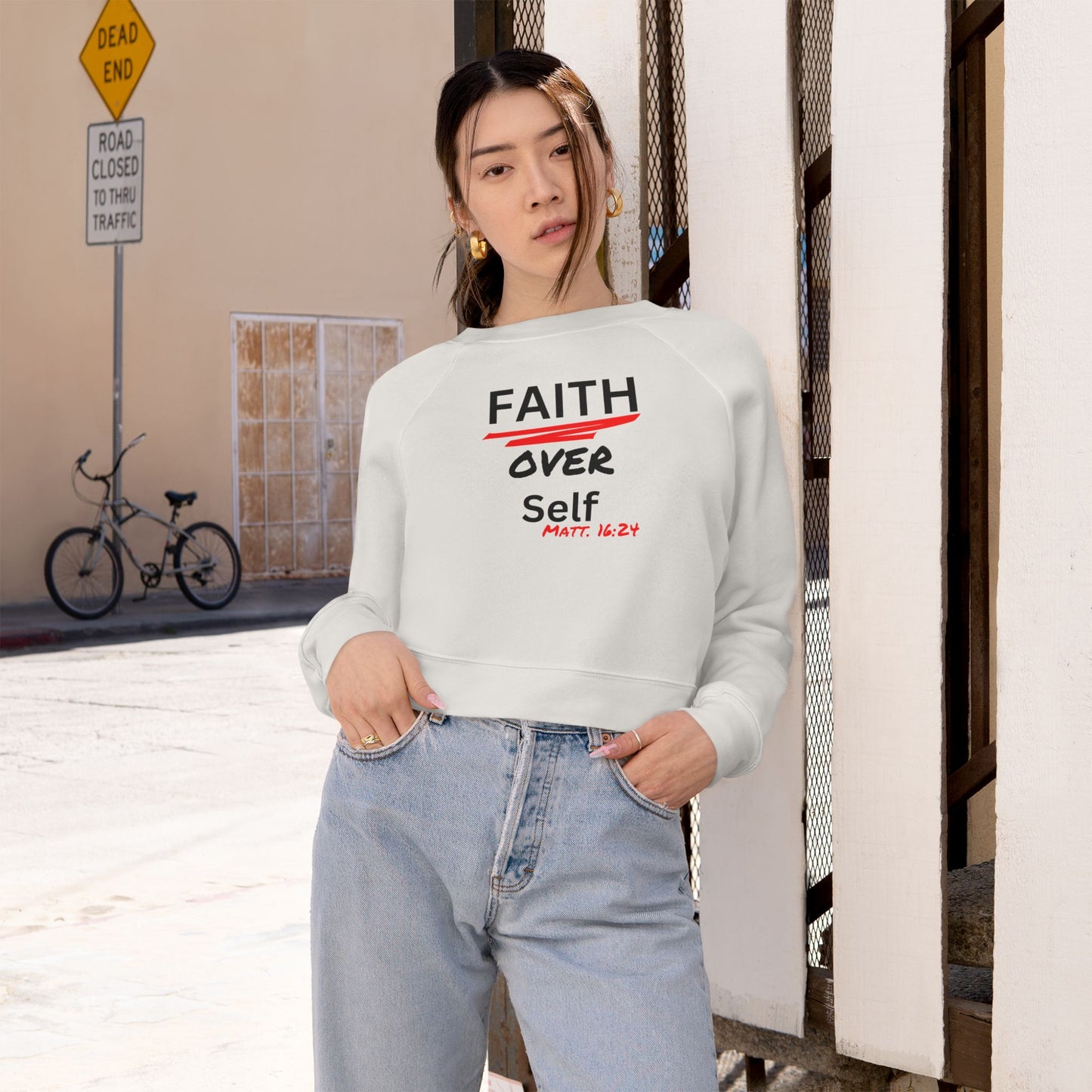 Faith Over Self Women's Cropped Fleece Pullover