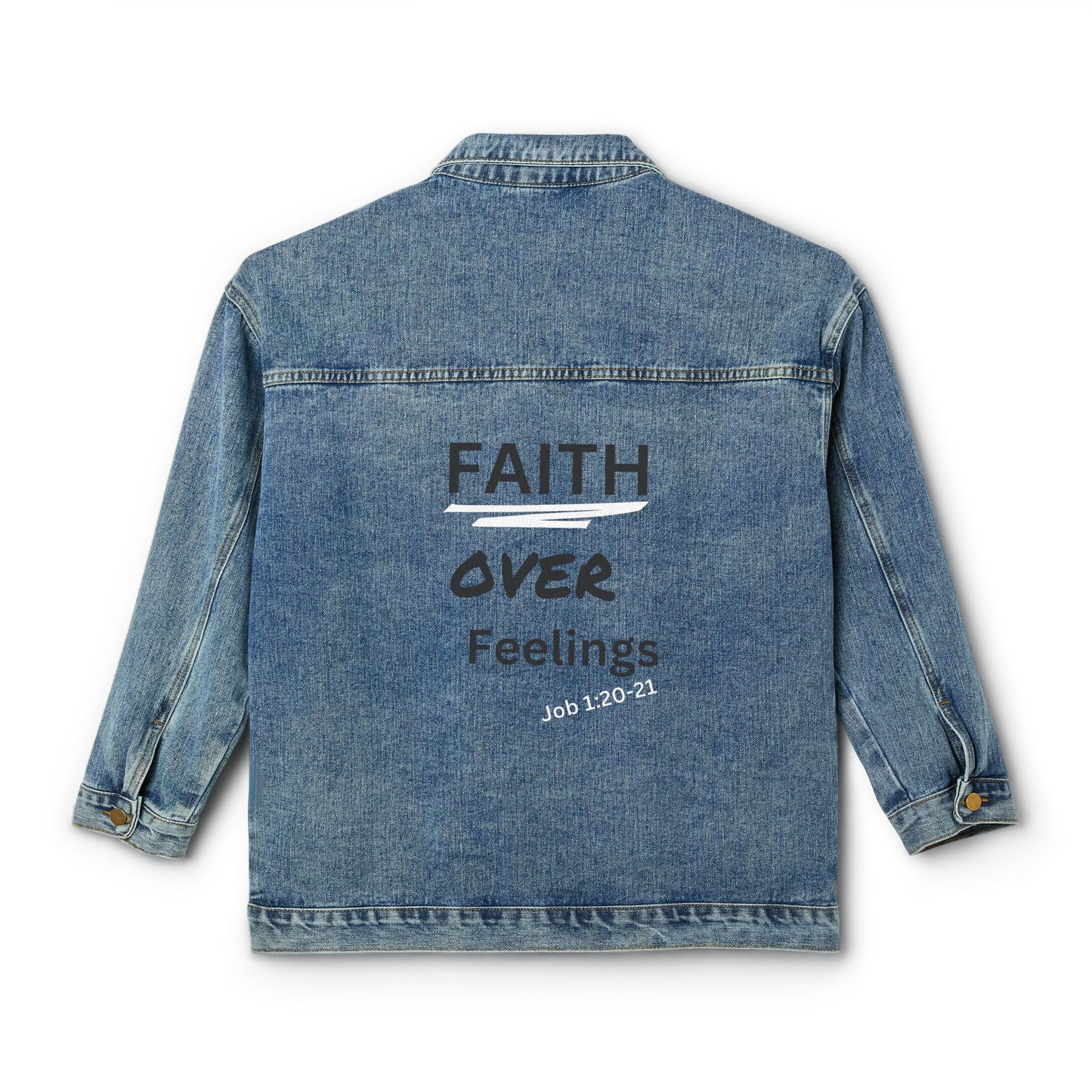 Faith Over Feelings Denim Jacket