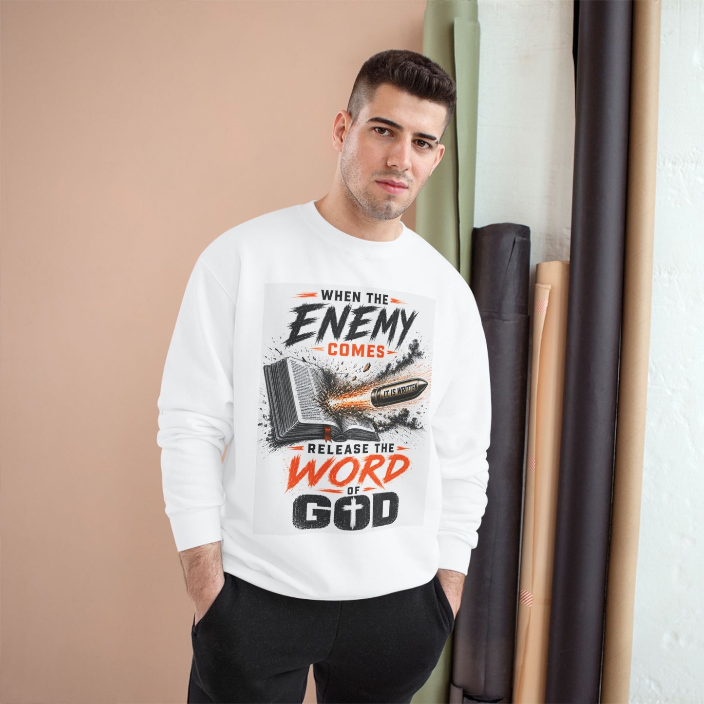 Christian Sweatshirt - "When the Enemy Comes Release the Word of God" Crewneck