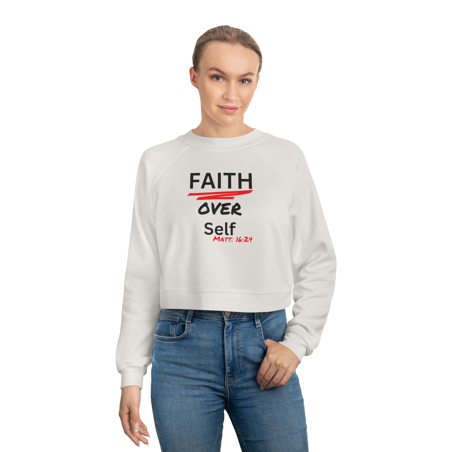 Faith Over Self Women's Cropped Fleece Pullover